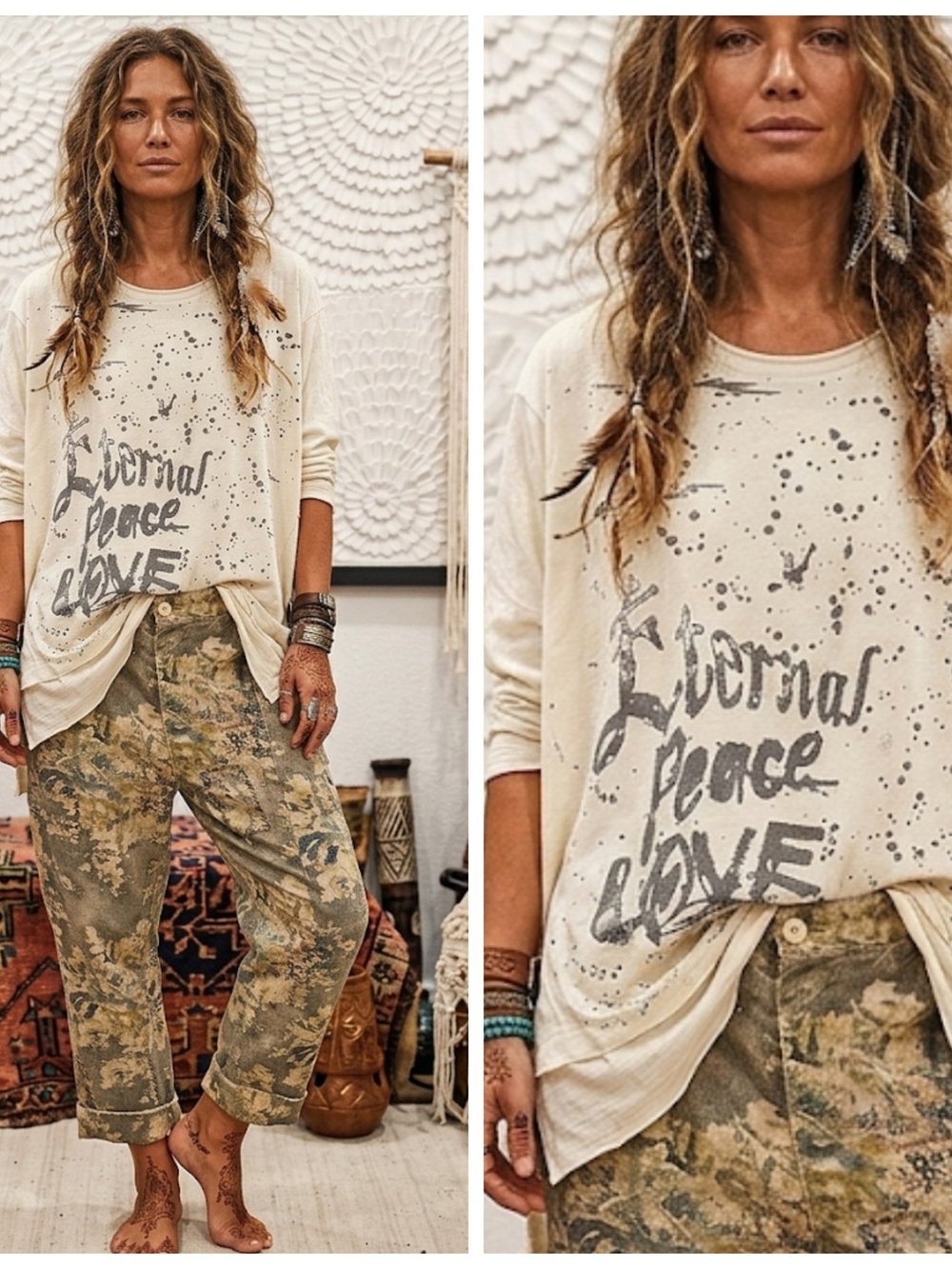 Eternal Peace Love Graphic Tee - Cream